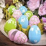 Valery Madelyn 24ct 3.15 inch Joyful Toy Easter Eggs Fillers Hunt Assorted Color for Kids and Party Decoration