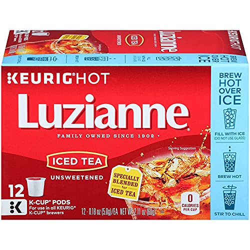 Luzianne Unsweetened Iced Tea, Single Serve KCup Pods, 12 Count
