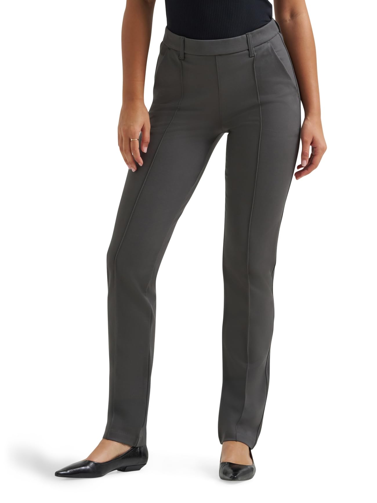 Lee Women’s Ultra Lux Comfort Any Wear Straight Leg Pant, Static Gray, 14 Long
