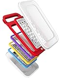 Vremi 5 Piece Cheese Grater Set with Container - Microplane Zester Parmesan Cheese Shredder Vegetable Slicer Cheese Graters - Fine and Coarse Metal Hand Cheese Grater Adjustable Hard Cheese Slicer