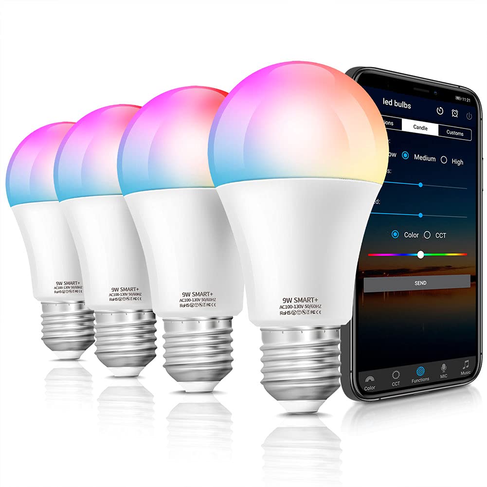 LAPURETE'S Smart Light Bulbs, LED RGBCW Color