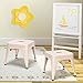 Costzon Kids Stackable Metal Stools w/Safety Rounded Corners & Rubber Pads, Children Portable Steel Stools for Kindergarten School Classroom, Toddlers Stepping Stool for Kitchen (Cream, Set of 4)