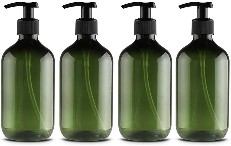 Macabolo Empty Plastic Pump Bottles, Soap Dispenser Bottles Refillable Pump Bottles for Disposal Lotions Shampoos Pack of 4 300 ml