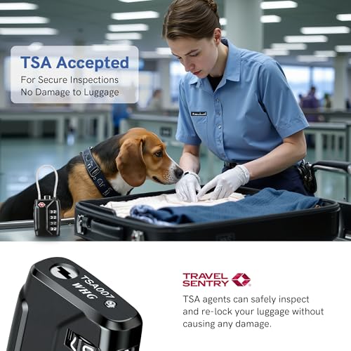 T Tersely TSA Luggage Locks,4-Digit Security Suitcase Locks,Combination Padlock for Suitcases Flexible Cable Travel Lock, TSA Approved Luggage Lock