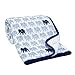 Lambs & Ivy Indigo Elephant Minky/Sherpa Blanket, Blue/White