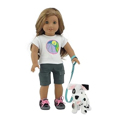 Emily Rose 18 Inch Doll Accessories | Adorable 101 Dalmatian-Inspired Patch Puppy Dog with Teal Leash, Matching Collar and Dog Tag | Fits 18" American Girl Dolls