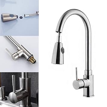 FROADP Modern küchenarmatur mit brause ausziehbar - 360°Schwenkbereich Einhebel Wasserhahn - verstellbarer Sprühkopf für Hote