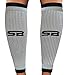 SB SOX Compression Calf Sleeves (20-30mmHg) for Men & Women - Perfect Option to Our Compression Socks - For Running, Shin Splint, Medical, Travel, Nursing, Cycling, and Leg Pain (Gray/Black, Large)