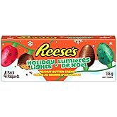 REESE'S Holiday Lights 4pk Peanut Butter Creme Holiday Candy, Christmas Chocolate Stocking Stuffers, 136g