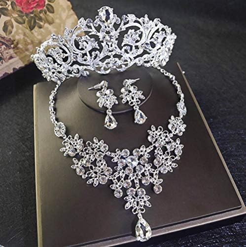 Luxury Women Jewelry Set With Earrings Long Necklace Crowns Crystal Headbands Tiaras Pageant Wedding Hair Accessories