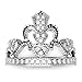 Metal Factory 925 Sterling Silver Cubic Zirconia Princess Heart Crown Tiara CZ Band Ring