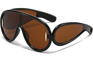 AWGSEE Trendy Wave Mask Sunglasses for Women Men Oversized Shield Sun Glasses Fashion Designer Style