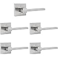 Orger 5 Pack Dummy Door Handle Brushed Nickel Square Dummy Door Lever, Non-Turning Interior Closet Door Handle for Left and Right Hand