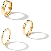NVWAROCK 3pcs 14K Gold Plated Rings for Women Dainty Gold Stacking Band Thin Gold Thumb Pinky Finger Ring Non Tarnish Comfort Fit Size 5 to 10 | 2mm 4mm 6mm | Gold and Silver