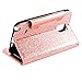 Galaxy Note 4 Case, with Screen Protector, TPU + Leather Bling Glitter Flip Wallet Case with Kickstand Credit Card Holder Slot for Girls/Women for Samsung Galaxy Note 4, Rose Gold