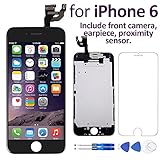 Corepair Full Assembly Replacement for iPhone 6 (4.7 Inch) LCD Display Screen Touch Digitizer Assembly, Facing Proximity Sensor + Ear Speaker+ Front Camera + Repair Tools (iPhone 6 Black)
