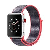 VATI Watch Sport Loop Band, Hook & Loop Fastener Adjustable Closure Wrist Strap Lightweight Breathable Nylon Replacement Band for Apple Watch Nike+, Series 3/2/1, Sport, Edition (38MM, Electric Pink)