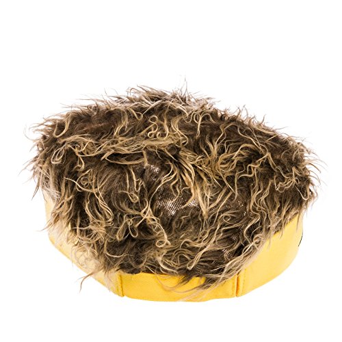 Flair Hair Mens Original Yellow Hat With Brown Hair Velcro