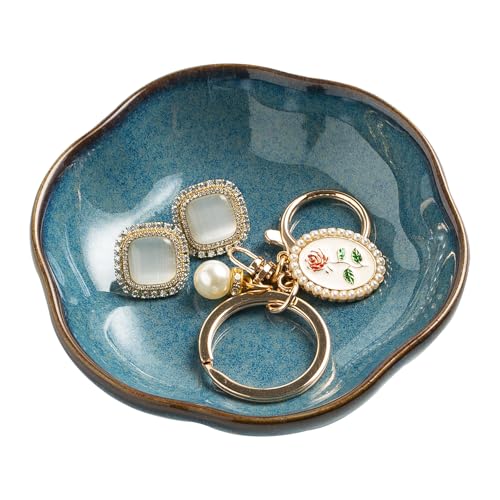 BEUNAIZER Ceramic Ring Dish, 4.3 in Flower Jewelry Tray with Raised Sides at Amazon