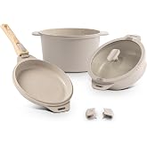 Brinox - Jogo de Panelas Loft Empilhável 7 Peças Ceramic Life - Com Indução - Areia