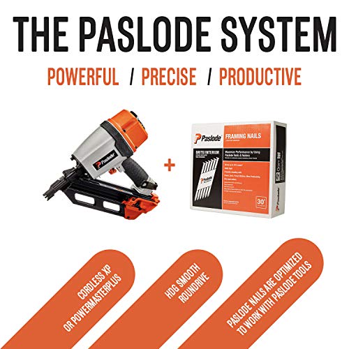 Paslode, Framing Nails, 650830, 30 Degree RounDrive Brite, 3 Inch X.131 Gauge, Smooth, 2,500 Per