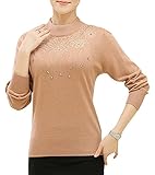 Rfy Women's Lady Elegance Solid Crew Neck Pullover Knitted Sweater 120 Camel