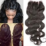 Fennell 3 Part Closure Body Wave Virgin Brazilian Hair 130% Density Lace Closure Natural Hair Color Bleached Knots (8