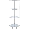 Convenience Concepts Royal Crest 4 Tier Corner Shelf, Chrome / Glass