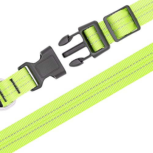 Candofly Rechargeable Light Up Dog Collars - Nylon Breathable LED Dog Collar Double Lights Glowing Pet Collars Perfect for Night Walking Keep Your Dogs & Cats Be Safe (Green, Small)