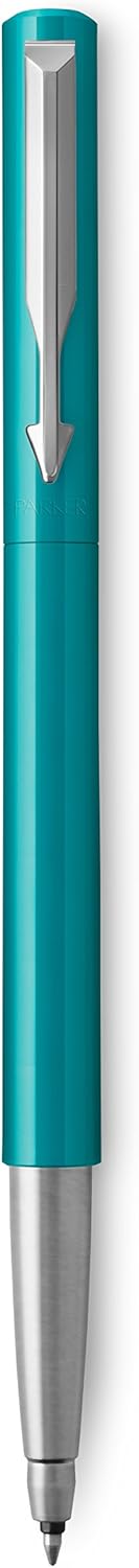 Parker 2025680 Medium Vector Chrome Trim Point Rollerball Pen - Emerald/Blue - Image 3