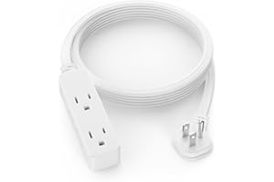 LITSTAR Flat Plug Extension Cord with 3 Outlets - 6 ft White Low Profile Indoor 3 Prong Grounded Power Strip for Home Office & Travel - 16/3 AWG, 13A/1625W