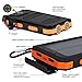 IVSO 11000mAh Solar Charger- Portable Solar Power Bank / Backup External Battery Pack with 2 USB Port +2 LED Light + Carabineer + Compass for Cellphone, Tablet, Camera at Emergency Outdoors (Orange)