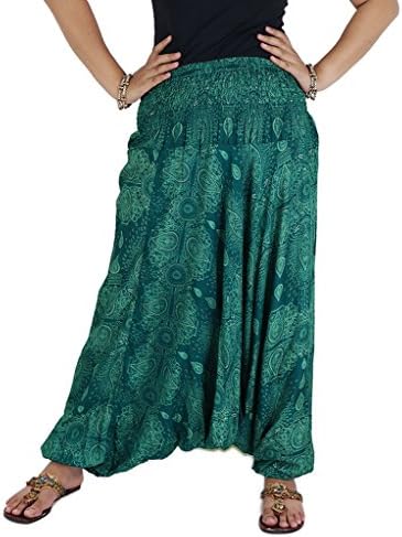 Villas - Water Drop Collection- Super Soft Loose Jinnie Harem Pants &amp; Jumpsuit (WTD-06_Teal Green)