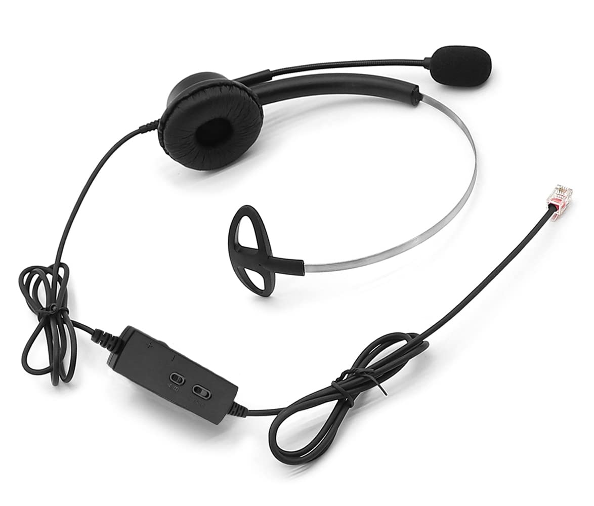 SUNDELY IP Office Phone Headset Earpiece RJ9 for Alcatel Avaya BT Converse Paragon Cisco Grandstream Mitel NEC Panasonic Polycom Snom Yealink Volume Control Adjustable Mic Monaural Noise Cancelling