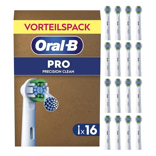 Oral-B Pro Aufsteckbürsten Precision Clean, Weiß, 16 Stück - Original Zahnbürstenaufsatz für Elektrische Zahnbürste, Zahnreinigung, Zahnbürstenköpfe m