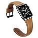 OUHENG Compatible with Apple Watch Band 42mm 44mm, Genuine Leather Band Replacement Compatible with Apple Watch Series 5 4 3 2 1 42mm 44mm Sport and Edition, Light Brown