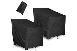 ALSTER Outdoor Chair Covers 2 Pack, Patio Chair Covers(32" L x 37" W x 36" H), Durable and Waterproof Black Furniture Covers for Lounge Deep Seat, Rain Snow Dust Wind-Proof