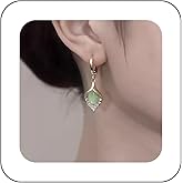 Yheakne Vintage Opal Dangle Earrings Cz Leaf Teardrop Earrings White Moonstone Drop Earrings Gold Cz Opal Huggie Hoop Earrings Jewellery for Women