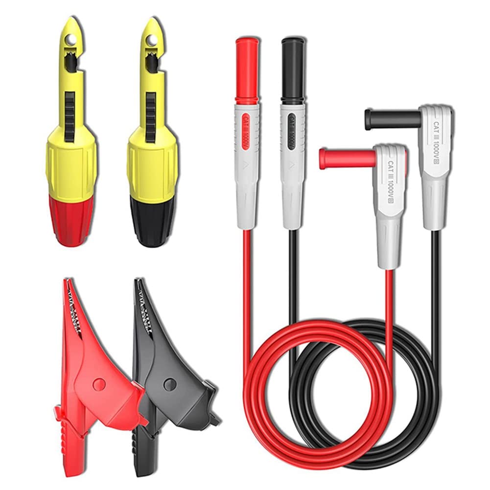 Kaneorooir Multimeter Leads, 6PCS Voltmeter Leads with Alligator Clips, Wire Piercing Probes, III 1000V,10A, 3.3ft/1m