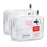 Cableinthebay TSA Approved Clear Travel Toiletry Bag(2PACK)|Clear Travel Bags|TSA Toiletry Bags|TSA Approved Makeup Bag|TSA Approved Toiletry Bag for Men's/Women's 3-1-1 Kit+Travel EBOOK (2PACK)