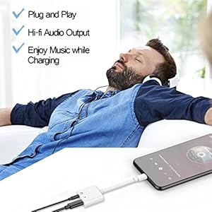 Lightning Adapter Headphone for iPhone X/10/8/8Plus/7/7Plus, Lightning Adapter Splitter Headphone Jack Audio Charge Cable for Chagring Listening,Support iOS 10.33 or 11.2(Silver) from Leantuq