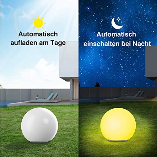 infray Solarlampen für außen, Solarleuchten für außen, Solar Gartenleuchten 30cm Solarkugel mit 9 Modi Leuchte, IP67 Wasserdicht LED Solarleuchten – Bild 3