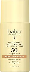 Babo Botanicals Daily Sheer Tinted Mineral Sunscreen Fluid SPF50 - Natural Zinc Oxide - Passion Fruit Oil - Golden-Hued Tint 