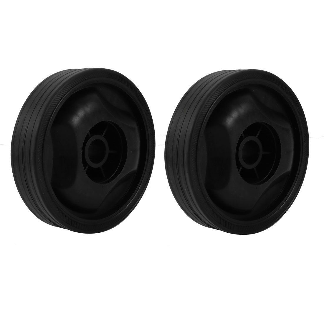 Sourcingmap 2Pcs 16.8mm Dia Center Hole 11.5cm Outside Dia 30mm Width Trundle Black Plastic Anti-Slip Wheel for Air Compressor