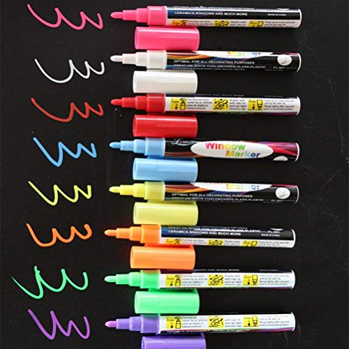 8-Pack Dry Erase Markers Erasable MarkersÂ Chalk Marker Pen 6mm Reversible Bullet & Chisel Tip Fluorescent Highlighters Markers for Menu Board Bistro Board AD Drawing POP Art Glass Window Blackboard