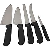 Cozzini Cutlery Imports Knife Sets Choose 5, 10, or 15 Piece Set - Black Handle - Razor Sharp Commercial Kitchen Cutlery - Cook's Knives (5 Piece Set)