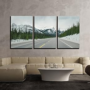 3 Piece Canvas Wall Art - Road in Mountainous Area - Modern Home Art Stretched and Framed Ready to Hang - 16"x24"x3 Panels