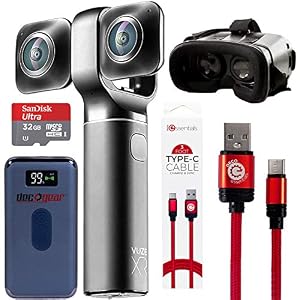 Vuze XR 4K 3D Dual VR 360 Camera Bundle with Deco Gear 4-Piece Virtual Reality Kit, 360-Degree Camera, Type-C Charge…