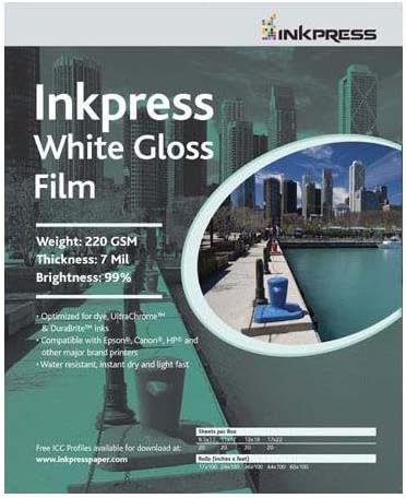 INKPRESS MEDIA WGF2450,220GSM,7MIL, 99 Percent Bright, Photo Paper (#WGF2450)