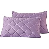 evoLive Elastane Cooling Diamind Quilted Standard, Full/Queen Sham 20"x26" Set of 2 with Envelope Closure (Purple, 20"x26" Standard)